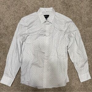 White Dotted Cotton Dress Shirt with Long Sleeves